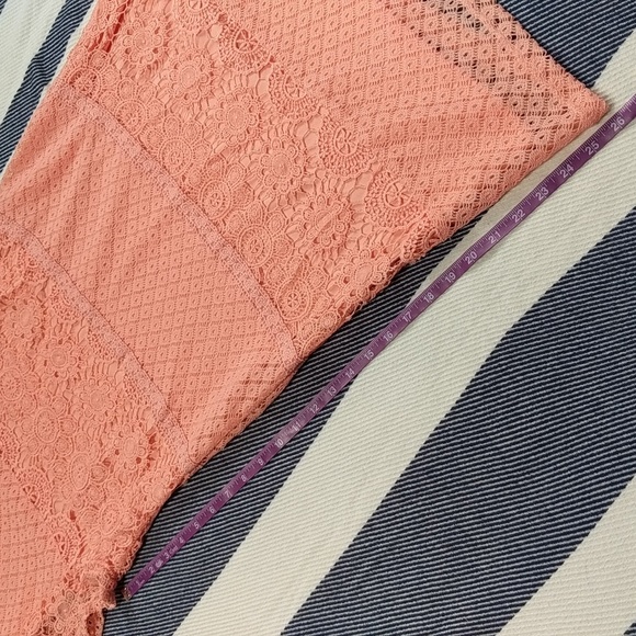 Floral Peach Crochet Mini Dress - Picture 8 of 14